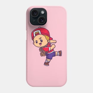 Cute Boy Going To School Cartoon Phone Case