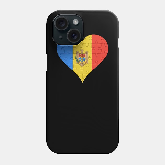 Moldovan Jigsaw Puzzle Heart Design - Gift for Moldovan With Moldova Roots Phone Case by Country Flags