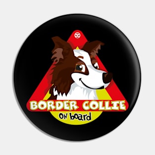 Border Collie On Board - Dark Brown Pin