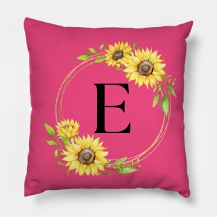 Initial E Sunflower Monogram Design Pillow