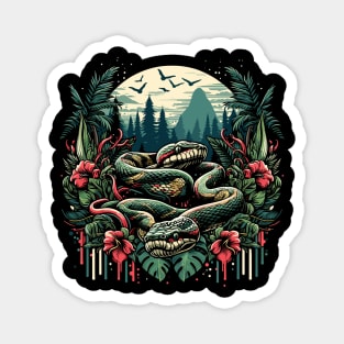 big snake on forest illustration Magnet