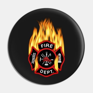 Flaming Red Firefighter Badge Pin