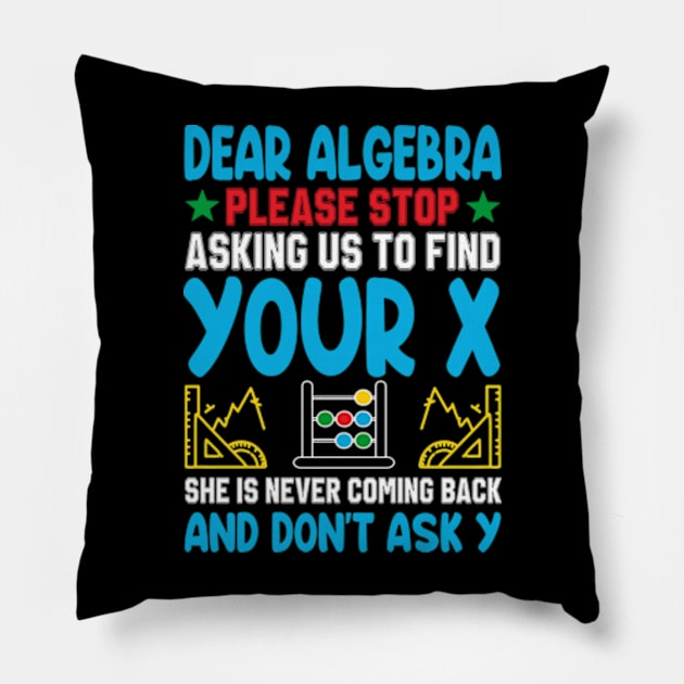 Dear Algebra Please Stop Asking Us To Find Your X Pillow by David Brown