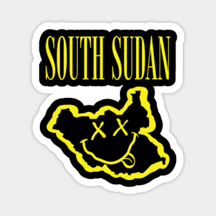 Vibrant South Sudan Africa x Eyes Happy Face: Unleash Your 90s Grunge Spirit! Smiling Squiggly Mouth Dazed Smiley Face Magnet