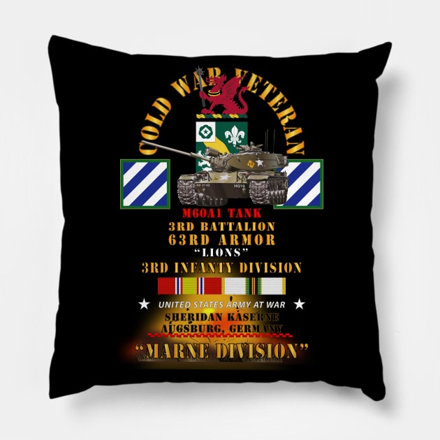 Cold War Vet - 3rd Bn 63rd Armor - 3rd Inf Div - Augsberg FRG - M60A1 Tank  - Marne Div w COLD SVC X 300 Pillow by twix123844