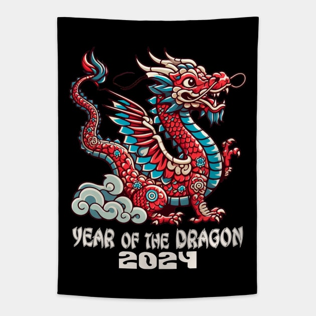 Happy New Year 2024 Chinese New Year 2024 Year of the Dragon Tapestry by Etopix