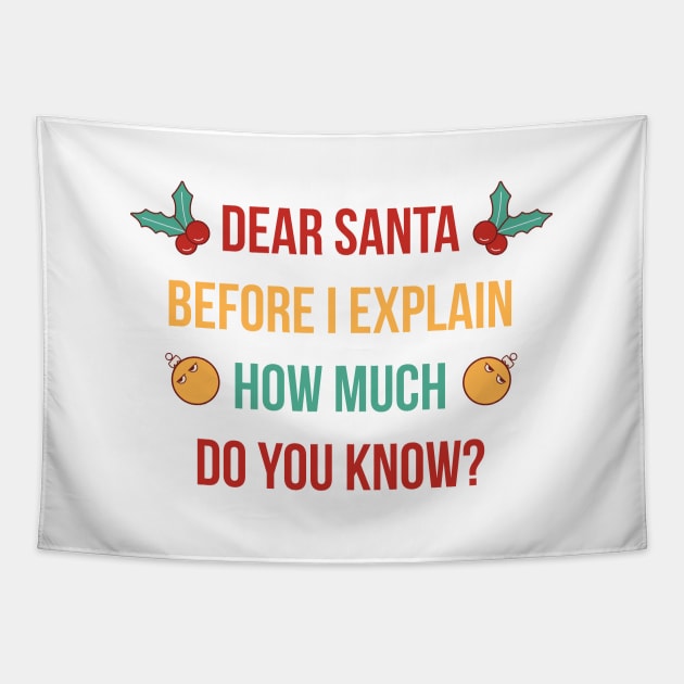 DEAR SANTA BEFORE I EXPLAIN HOW MUCH DO YOU KNOW Tapestry by Bombastik