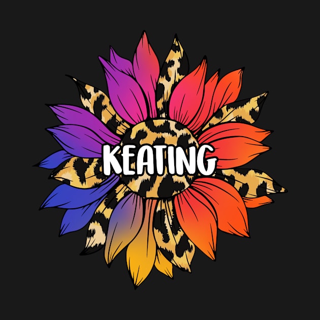 Keating Name Shirt Keating Leopard Sunflower by Jackies