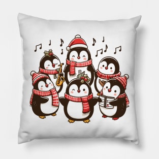 Festive Penguin Carolers Singing Christmas Cute Carols Pillow