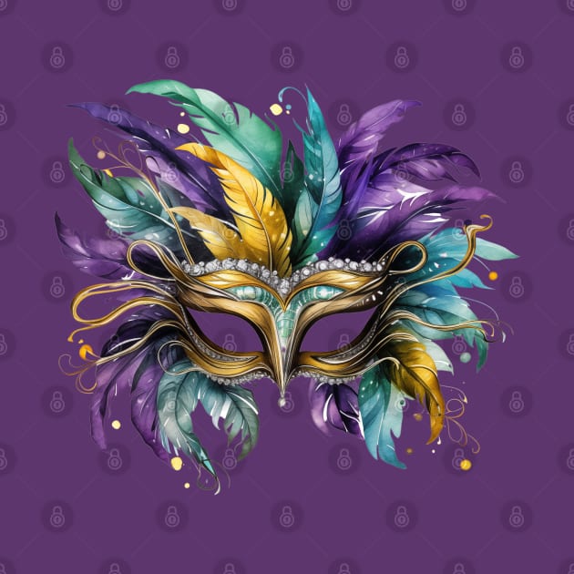 Mardi Gras Masquerade Feathered Mask by mw1designsart