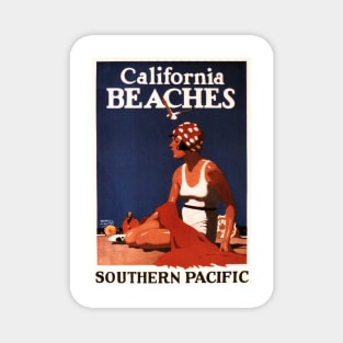 Girl on the Beach California Beaches USA America Art Deco Vintage Tourism Magnet