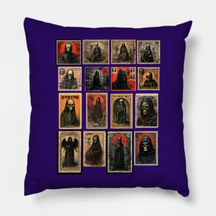 Dark Postage Stamps Pillow