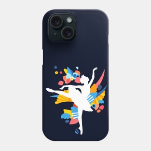 Colorful White Dancing Ballerina Silhouette Phone Case