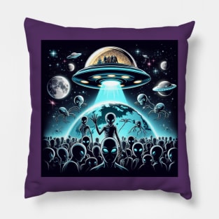 Grey Aliens in a UFO Pillow