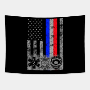 Fire Police Emt Responder Flag Tapestry