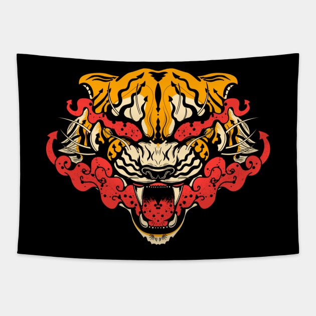 Old School Tiger Tapestry by Luciane Martins