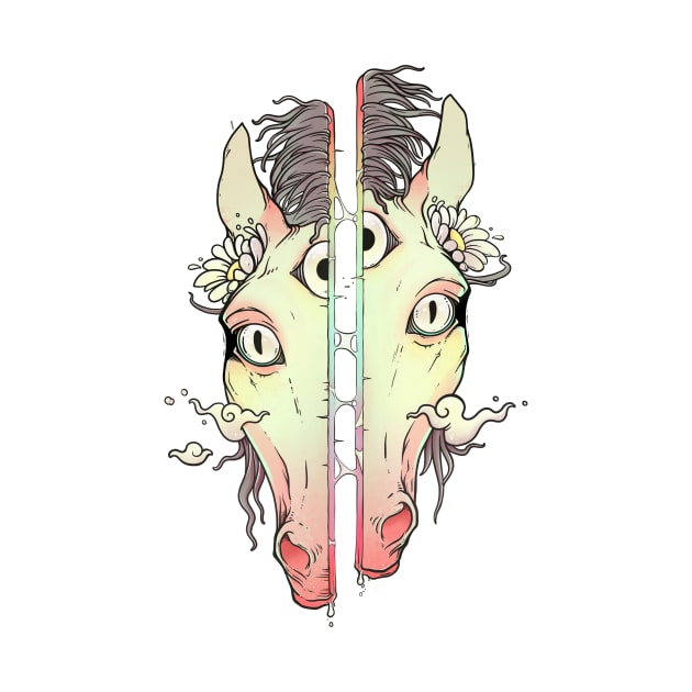 Split Face Horse, Weird Art by cellsdividing