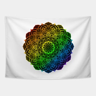 Gay Pride Rainbow Striped Mandala Tapestry