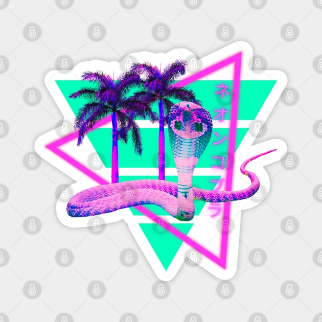 Neon Cobra Vaporwave Synthwave Aesthetic Magnet by Shirt Vibin