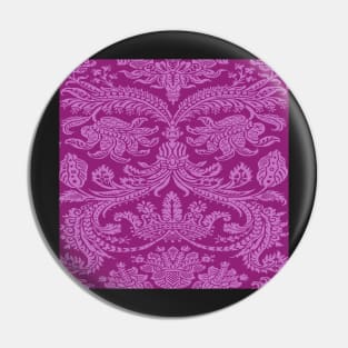 Lilac on Raspberry Medieval Damask Scrolls Pin