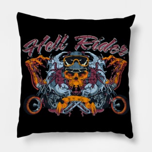 biker skull head with crossed french keys tools Pillow