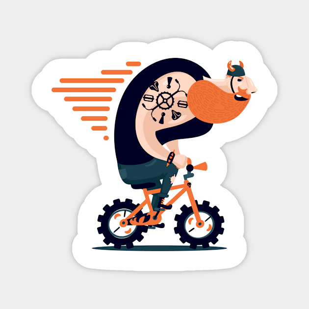 Big biker on a kids bike Magnet by Kazanskiy