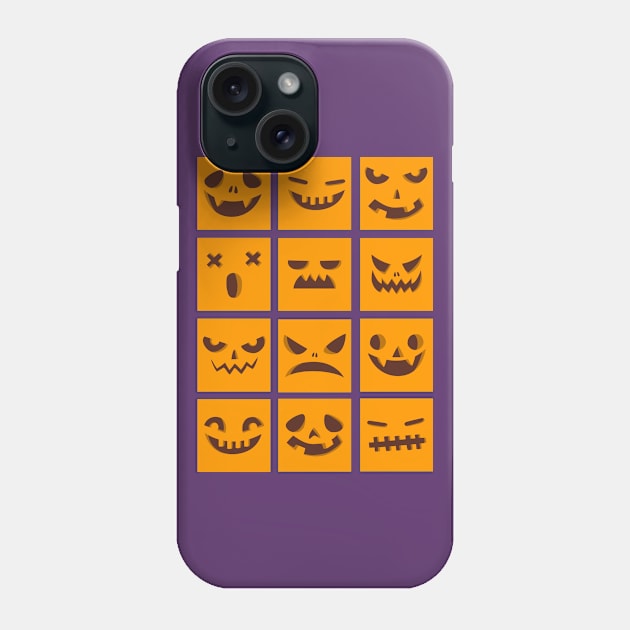 Halloween - Pumpkin Faces Phone Case by DigitalCleo