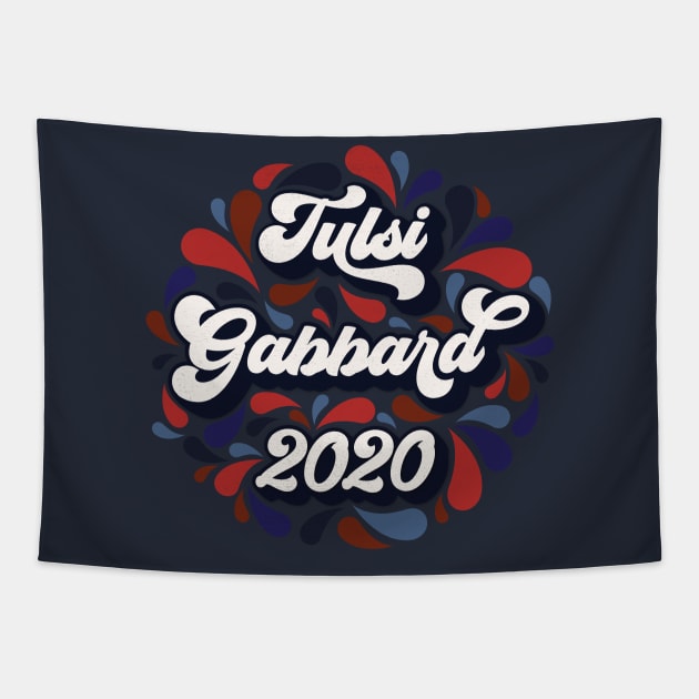 Tulsi Gabbard Grunge 2020 Retro, Red, White, Blue, Paisley Tapestry by KimberMaddox