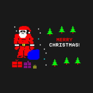 8 Bit Pixel Art Merry Christmas 8-bit Gifts Santa Claus T-Shirt