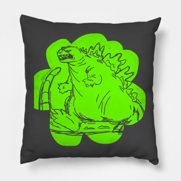 Scribble Zilla Pillow by AlligatorCheese market 