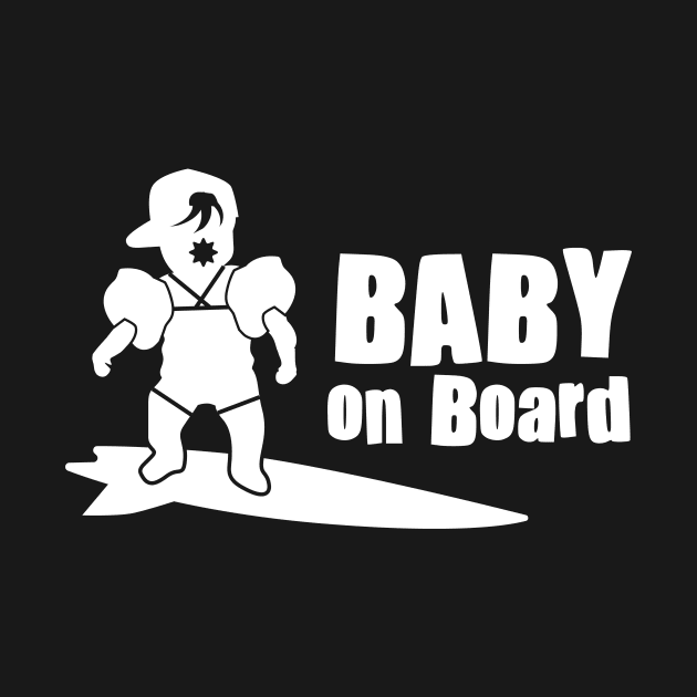 baby on surfboard by Niltevs