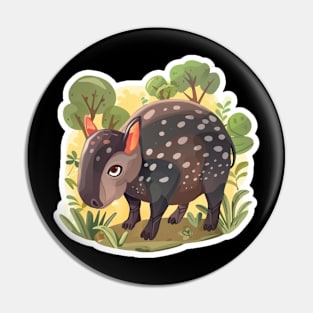 Cute Mountain Tapir Illustration - Adorable Animal Art Pin