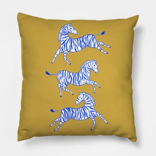 Zebras - Cobalt Blue Pillow