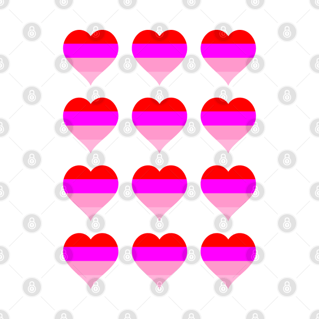 Red Pink Heart Shapes by nileshkikuchise