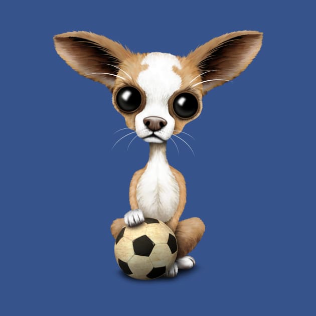 Cute Chihuahua Puppy Dog With Football Soccer Ball by jeffbartels