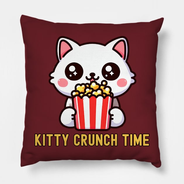 Cute Popcorn eater kitty Pillow by Japanese Fever
