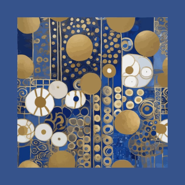 Blue Gold White Abstract Flowers After Klimt by bragova