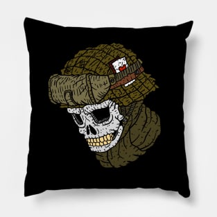 skull soldier. ww2. hand drawn illustration. Pillow