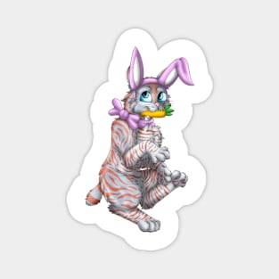 Bobtail BunnyCat: Red On Blue Tabby (Pink) Magnet