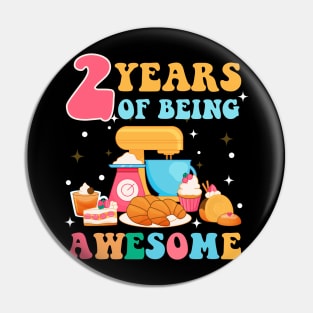 2 Years Of Being Awesome Tee 2nd Baking Birthday Gift Leopard Girl Birthday Tee Baking Party Outfit Pin