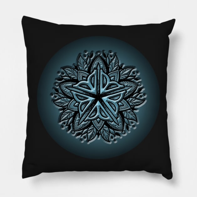 Rochester Mandala (embossed in cools) Pillow by justteejay