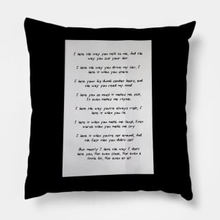 10 Things I Hate About You Poem Pillow