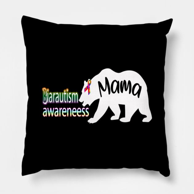 Autism Awareness T-ShirtMama Bear Autism Awareness Pillow by AdelaidaKang