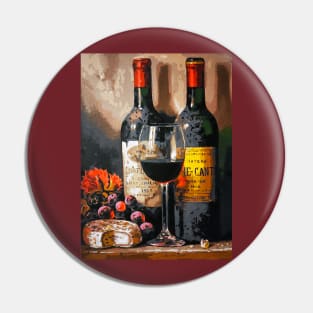 Still Life with Wine, Grapes and Cheese Pin