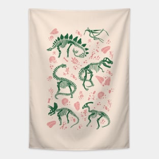 Excavated Fossils in Emerald and Rose Tapestry