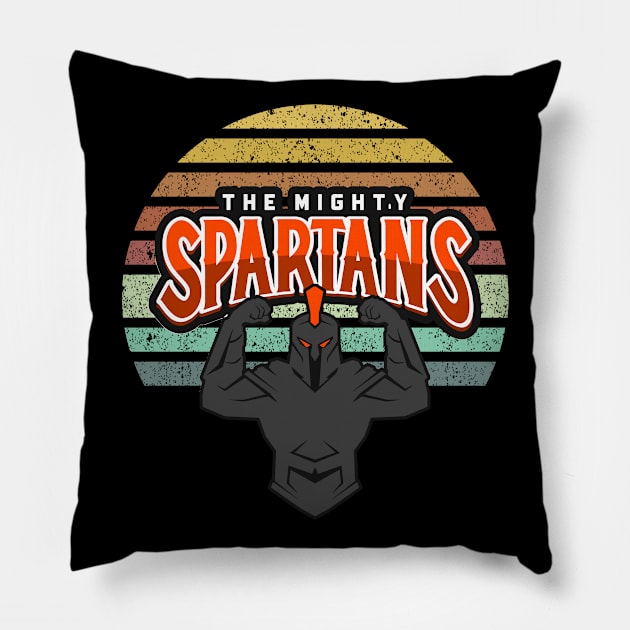 The Mighty Spartans Gaming Club / Old school style for true OG players and gamers Pillow by Naumovski