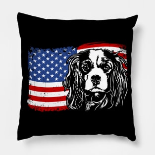 Proud Cavalier King Charles Spaniel American Flag patriotic dog Pillow