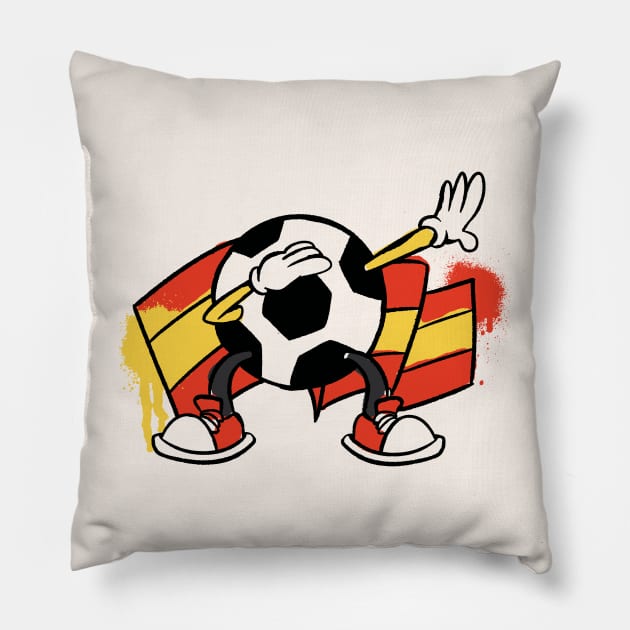 Dabbing Soccer Ball Cartoon Spain Spanish Flag Football Pillow by Now Boarding