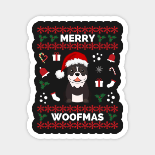 Merry Woofmas Pitbull Christmas Holiday - Merry Woofmas Pitbull Charistmas Gift Magnet