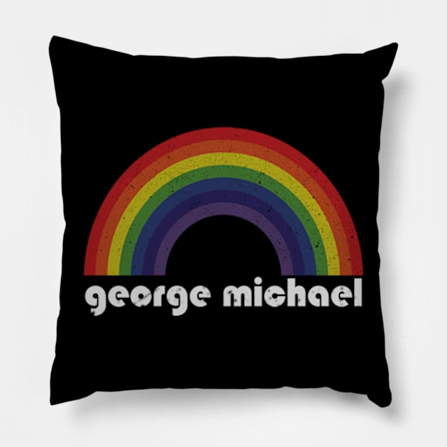 George Michael Vintage Retro Rainbow Pillow by Arthadollar